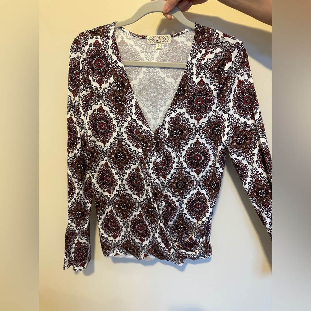 pink rose long sleeve shirt